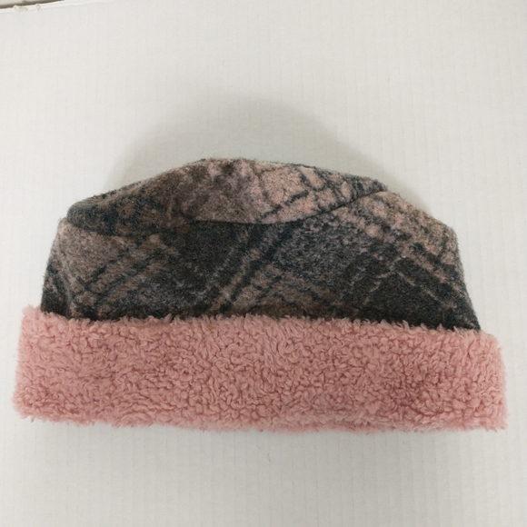 Vintage Corky Company Fleece Jacket Hat 3T Pink Plaid Floral Coat Pckt USA 1990s - Picture 9 of 14